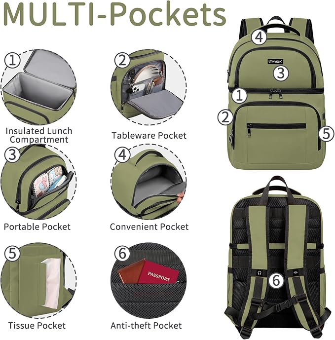 Cooler Backpack, Insulated Backpack Cooler Leakproof Double Deck Cooler Bag - Image 4