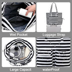 LEDAOU Large Beach Tote Bag Women Waterproof Sandproof Zipper Beach Tote Bag - Image 3