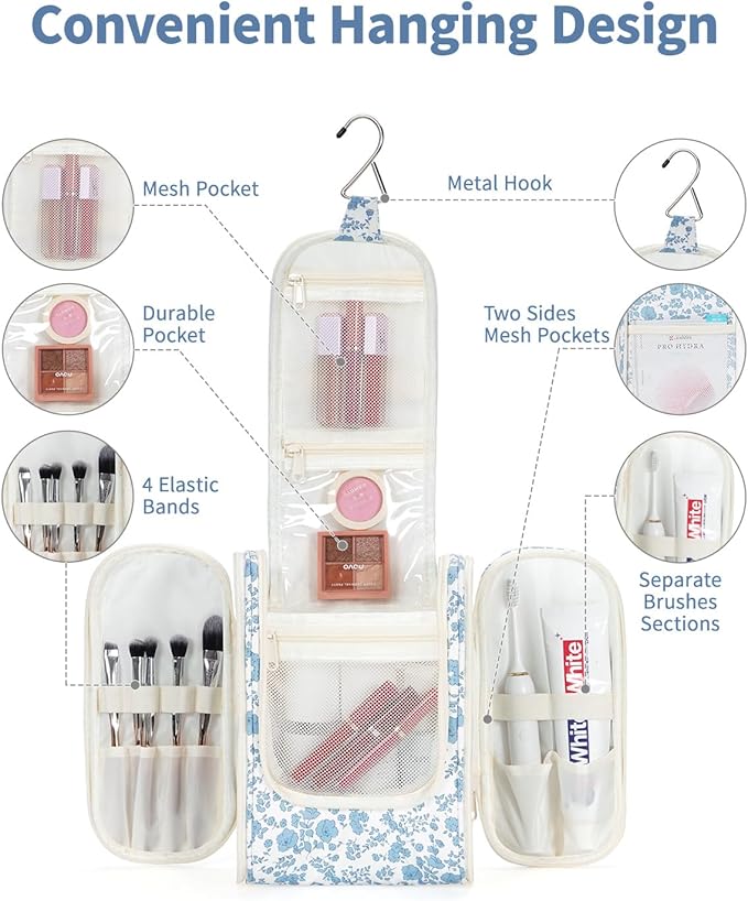 Narwey Hanging Toiletry Bag Women Travel Makeup Bag Organizer Toiletries Bag - Image 2
