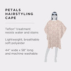 Fromm Professional Client Hair Styling and Hair Cutting Cape, Water and Stain Repellent Teflon Coating for Shampoo Bowl and Wet/Dry Cutting, 44" x 58", Petals