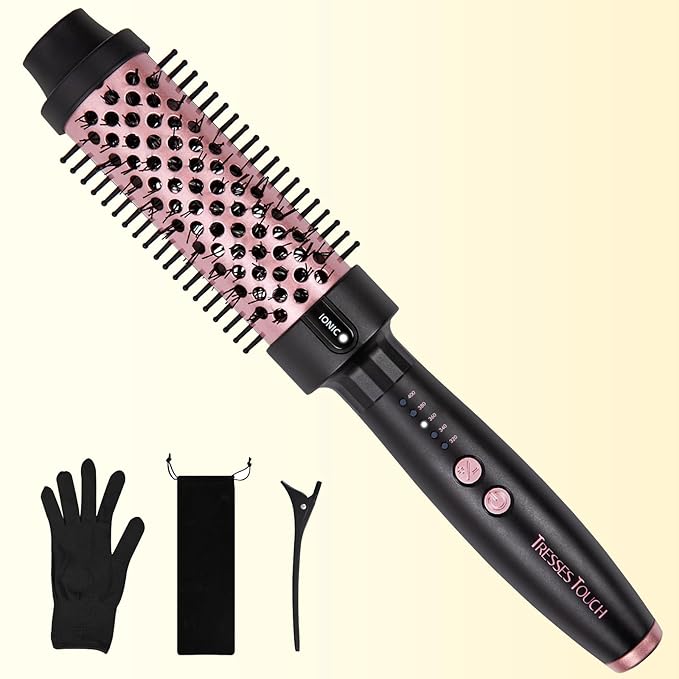 Thermal Brush 1.5" Curling Brush, Blowout Long Lasting Look Thermal Hair Brushes, 30s Fast Heated Round Brushes, Negative Ion Tech, 5 Temp Settings, Less Damage, Universal Voltage for Travel
