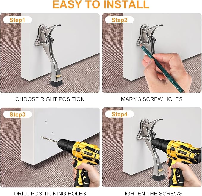 6 Packs Heavy Duty Kickdown Door Stopper, One Touch Adjustable Kickdown Door - Image 7