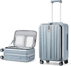 Hanke 24 Inch Checked Luggage Front Opening Rolling Suitcase Hard Sided Luggage by Hanke