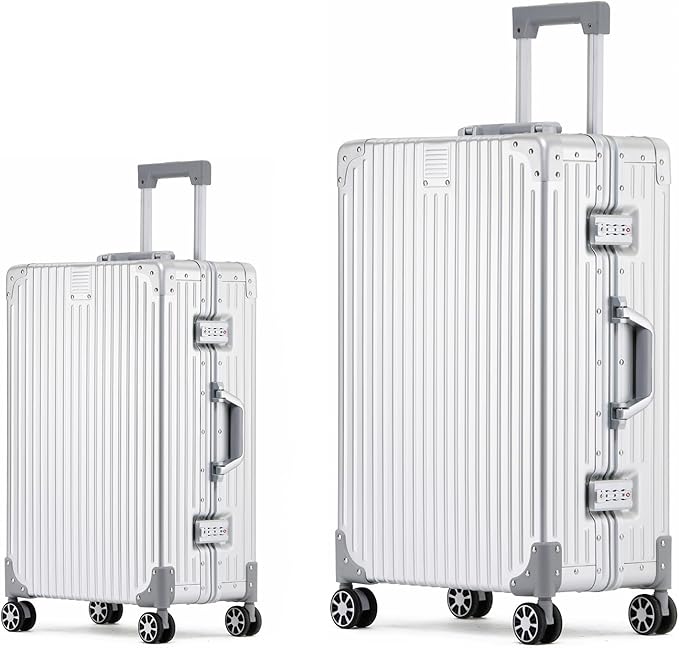 Metal All Aluminum Carry-on Luggage TSA Customs Lock Zipperless Silent Rotary by XZSP+AISU