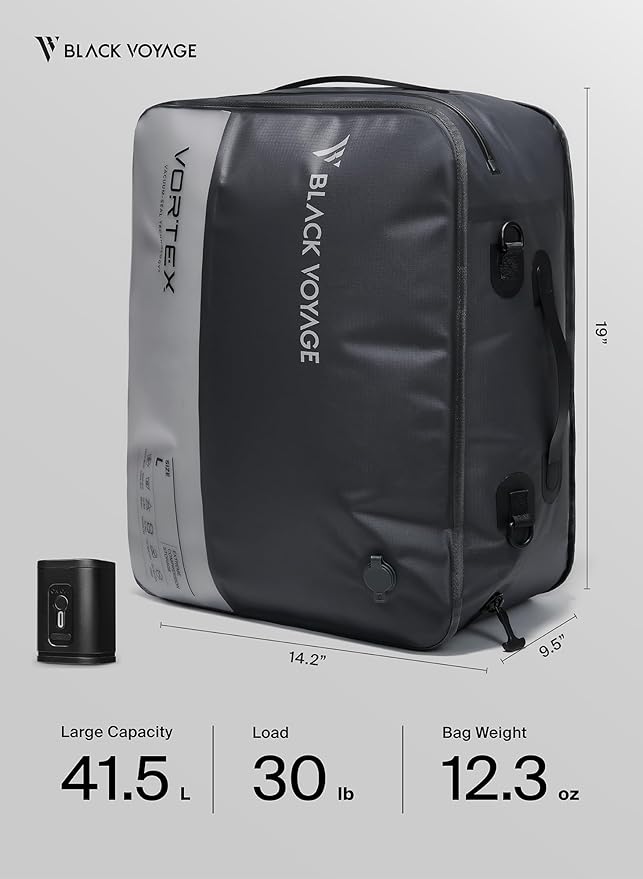 Black Voyage Reusable Vacuum Compression Travel Bag - Image 9