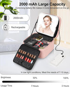 Travel Makeup Bag with LED Mirror Double Layer Makeup Case with Lighted Mirror - Image 5