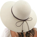DRESHOW Beach Hats for Women Big Straw Wide Brim Summer Hat Floppy Foldable by DRESHOW