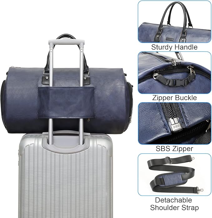 Leather Garment Bag for Travel, Modoker Carry On Suit Carrier Travel Bag - Image 3