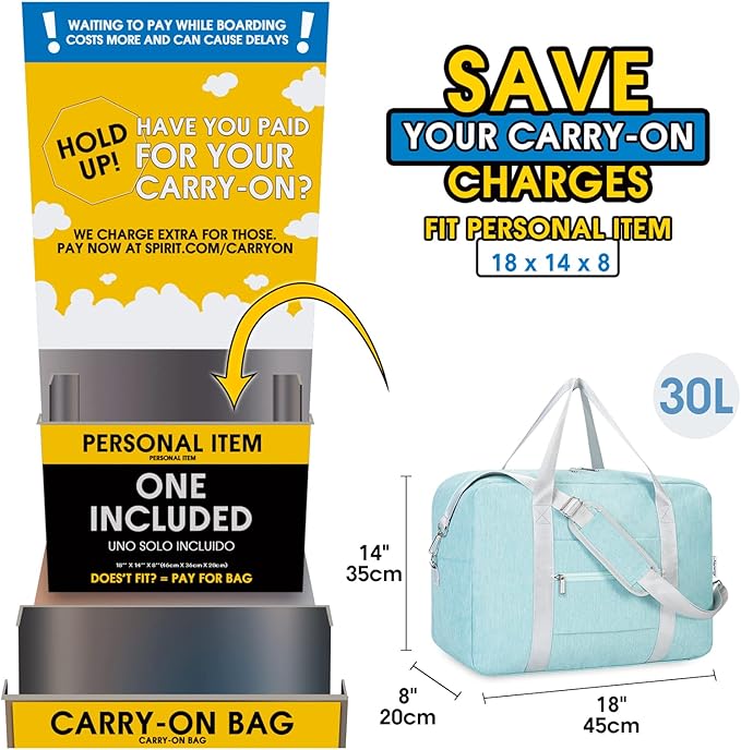 For Spirit Airlines Personal Item Bag 18x14x8 Foldable Travel Duffel Bag - Image 2