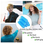 18PCS Self Grip Small Hair Curlers Heatless Roller Hair Curlers Pro Salon Hairdressing Curler DIY Curly Hairstyle Hair Rollers Tools Rat Tail Comb for Women Medium Short Hair(Light Blue)