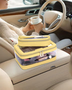 Travel Clear Makeup Bag with Makeup Brush Bag, Leather Makeup Case Toiletry Bag - Image 3