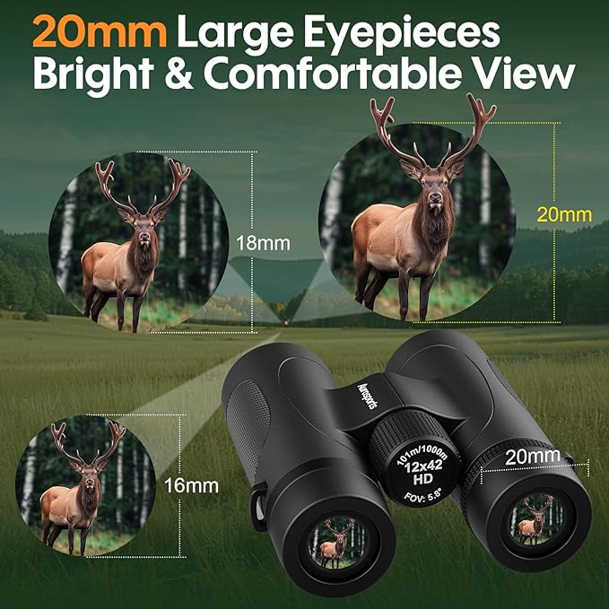 12x42 Binoculars for Adults High Powered: Waterproof HD Bird Binoculars - Image 4