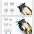 VGR Professional Hair Clippers for Men, Cordless Barber Clippers and Trimmers Set, Mens Hair Cutting Kit with 10 Guide Combs, USB Rechargeable Haircut Machine for Family, LED Display, Gold