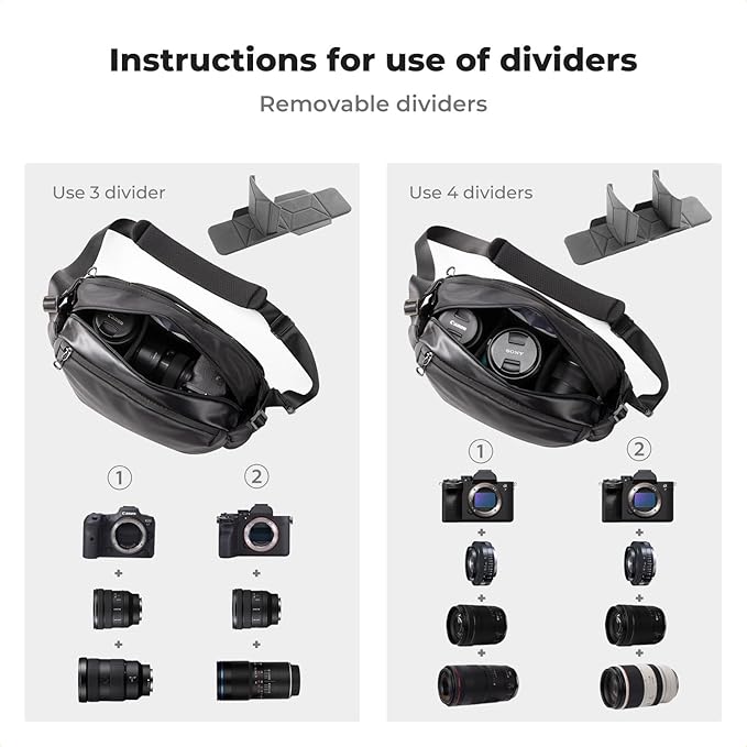 K&F Concept 2 in 1 Sling Bag Everyday Shoulder Bag & Multifunction Photography - Image 3