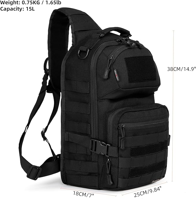 15L Tactical Crossbody Sling Bag | Everyday One Shoulder Backpack Fit 12 Inch - Image 3