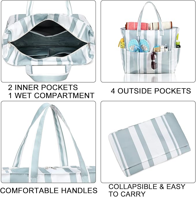 LEDAOU Beach Bag Waterproof Sandproof Women Tote Bag Pool Bag - Image 6