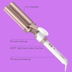 Conair Double Ceramic 3 Barrel Curling Iron, Triple Barrel Waver Hair Tool Creates Deep, Continuous Waves, Hair Curler for All Hair Lengths, White/Rose Gold