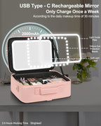 Chomeiu Makeup Bag with LED Mirror, Large Train Case - Image 6
