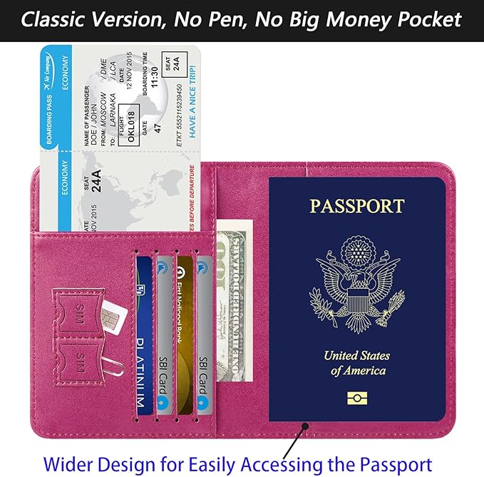 Passport Holder Cover Wallet Travel Essentials RFID Blocking Leather Card Case - Image 3