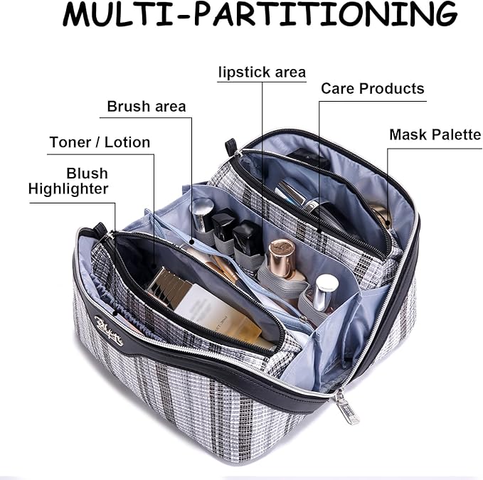 Travel Makeup Bag for Women: Large Capacity Open Flat Make up Bag Set of 3 - Image 6