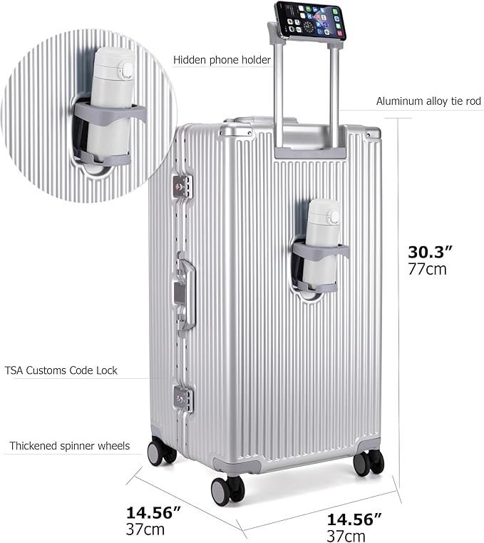 feilario 30in Super Large Captain Aluminum Frame Hardside Spinner Wheels Luggage - Image 4