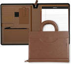 POPRUN Portfolio Binder with Zipper, Leather Padfolio Document Organizer with by POPRUN