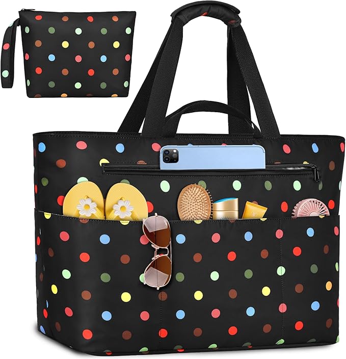Extra Large Beach Bags for Women, Waterproof Sandproof Beach Tote Bag Zipper by ZENTREON