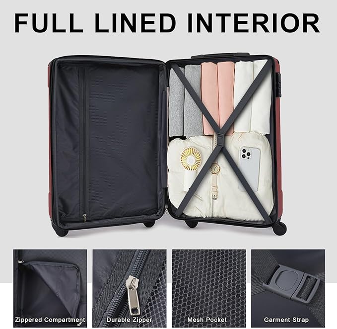 Merax Carry-On Luggage 22x14x9 airline approved, Hardshell ABS Suitcase - Image 4