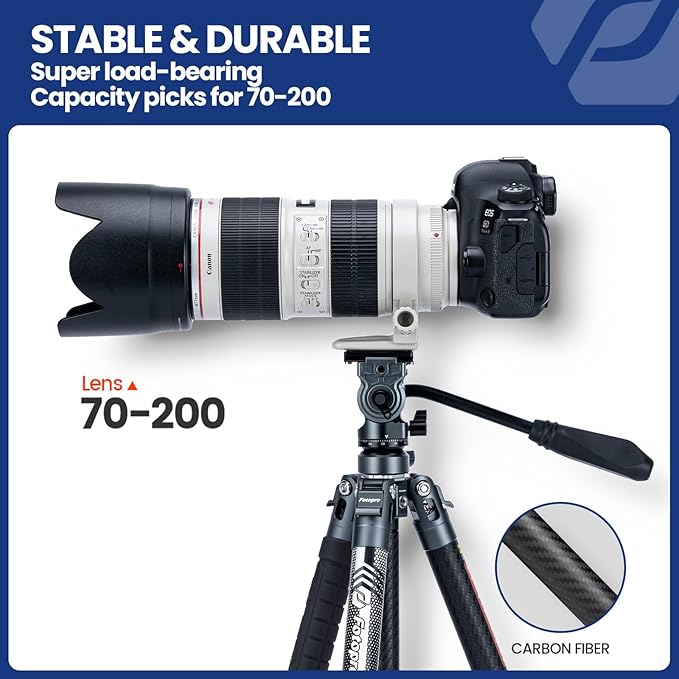 Fotopro Carbon Fiber Travel Tripod 2.2lbs Ultralight 64 Inch Portable Compact - Image 5