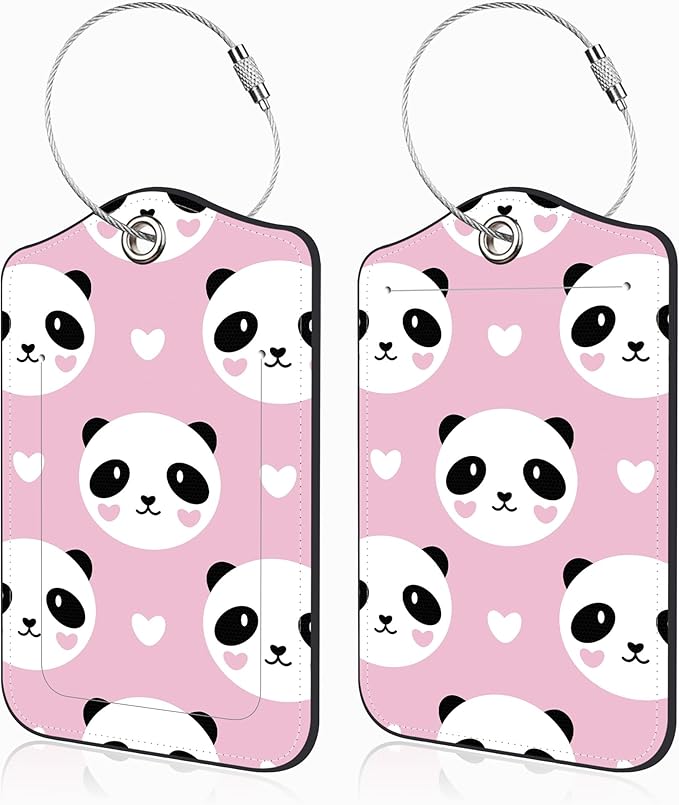 2 Pcs Cute Panda and Heart Luggage Tags by Unknown