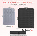 Oversize Silicone Heat Resistant Mat, Portable Travel Mat Cover with Velcro for Curling Irons, Flat Irons, Hair Straightener and Hot Hair Styling Tools(14.2" x 11")