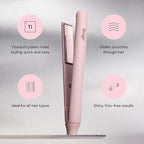 L'ANGE HAIR Straight Forward Titanium Flat Iron – 1” Floating Plates | Dual Voltage | 360° Swivel Cord | Auto Shut-Off | Safety Cool Tips | Ideal for Straightening, Curling, and Waving (Blush)