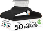50 Pack New Premium Quality Velvet Hangers Ultra Thin Non Slip Adult Felt Space by TECHZOO