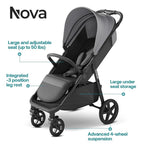 Mompush Nova Baby Stroller for Toddler, Infant & Newborn | Spacious Seat & - Image 2