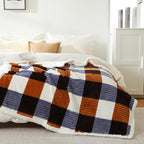 PU MEI Sherpa Blanket Twin Plaid Thick Bed Blanket, 60”*80” Super Soft Flannel - Image 2