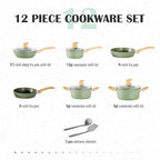 MAISON ARTS Pots and Pans Set Non Stick, 12 Piece Green Granite Kitchen - Image 6