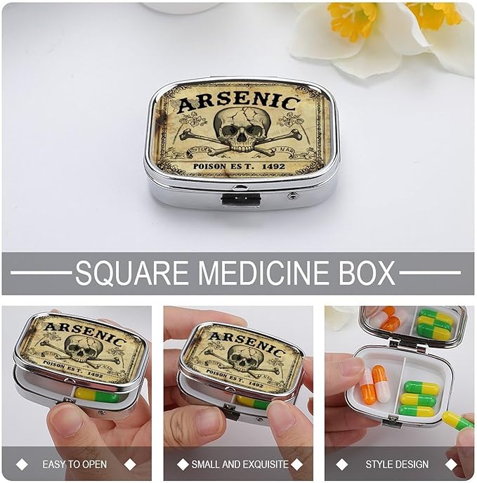 Metal 2 Compartment Pill Organizer Travel Friendly Portable Compact Pill Box - Image 4