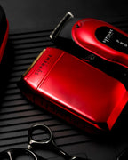 Supreme Trimmer 3-in-1 Barber Bundle | Pro Clipper, DLC T-Shaper Trimmer & Crunch Foil Shaver | Professional Beard Trimmer Men’s Hair Clipper Kit | Red