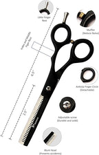 Professional Hair Cutting Scissors Kit, Sharp Fine Blades, Premium Stainless Steel Hairdressing Shears, Haircut Beard Trimming Grooming Set for Barber Salon Home Men Women Pets (Black-Silver)