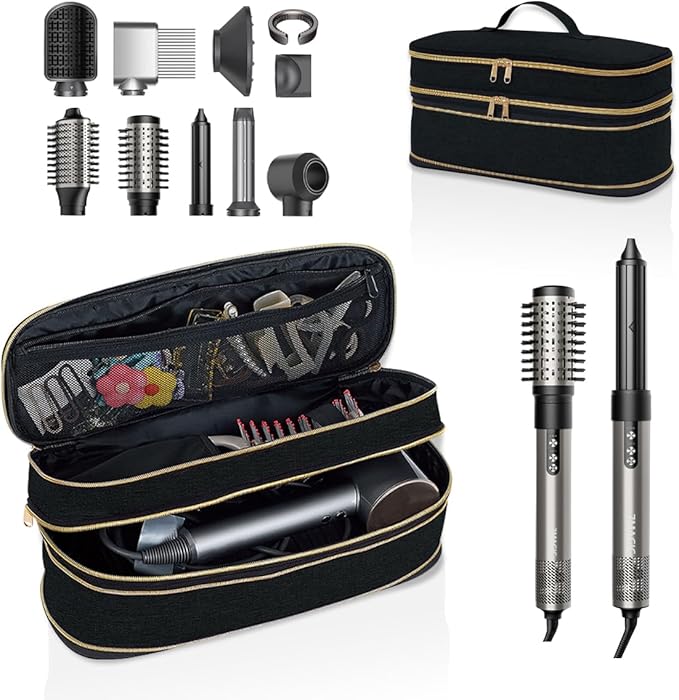 Hair Dryer Travel Carrying Case, Curling Iron Storage Bag, Slim Expandable Handheld Dual-Layer Travel Storage Bag for Dryer/Hair Tool Organizer/Style Organizer