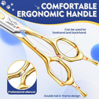 JASON 7.5 Inch Curved Chunker Scissors for Dog Grooming 19 Teeth Professional Downward Chunker Shears with Symmetric Handle Sharp Comfortable Christmas Gift
