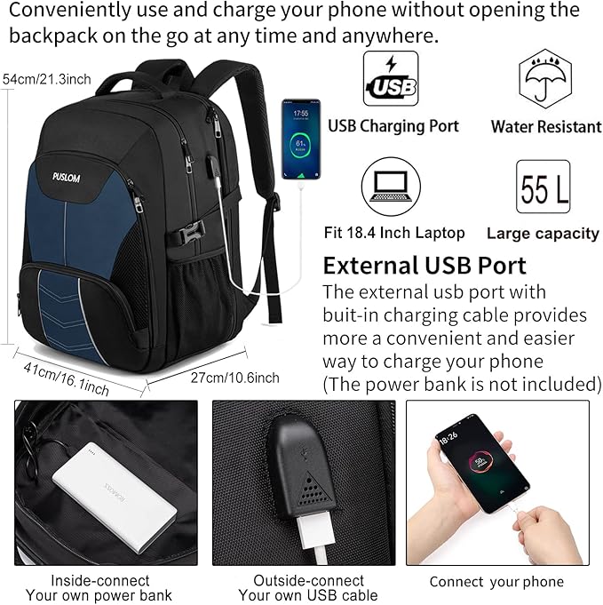 PUSLOM Extra Large Travel Laptop Backpack - Image 2