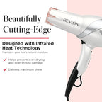 REVLON Infrared Hair Dryer with Diffuser & Concentrator - Ionic Ceramic Blow Dryer for Frizz Control, Shine, Soft Hair & Moisture Protection - 1875W Professional Salon-Quality (White)
