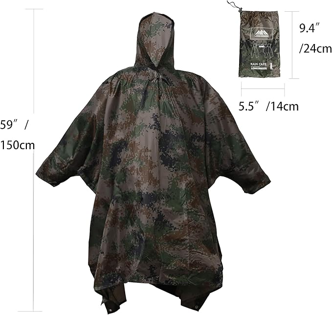 longsinger Rain Poncho for Adult, Waterproof Rain Poncho - Image 4