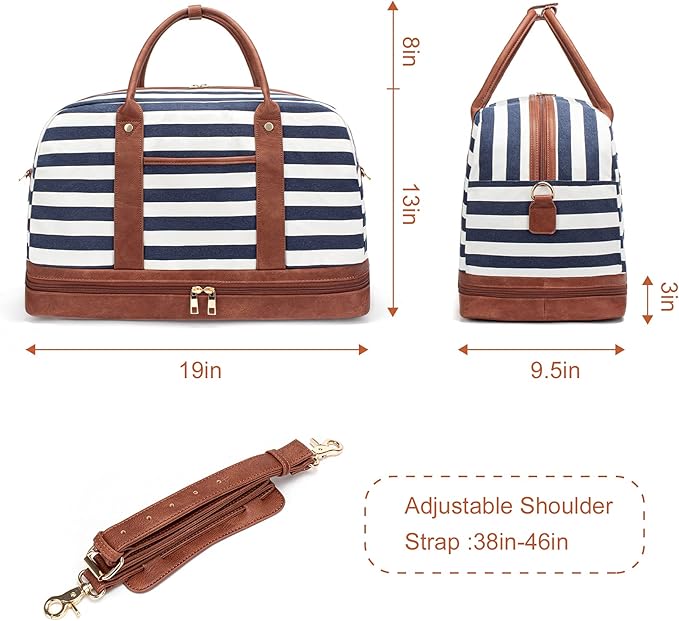 Weekender Bag for Women Canvas Overnight Bag Large Travel Tote Bag Carry on - Image 6