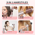 9 in 1 Wrap Air Hair Styler & Blow Dryer Brush - 110,000 RPM High-Speed, Foldable Ionic Hot Air Styler for Fast Drying, Volumizing & Curling, Multi-Styling Tool (Holiday Gifts for Women)
