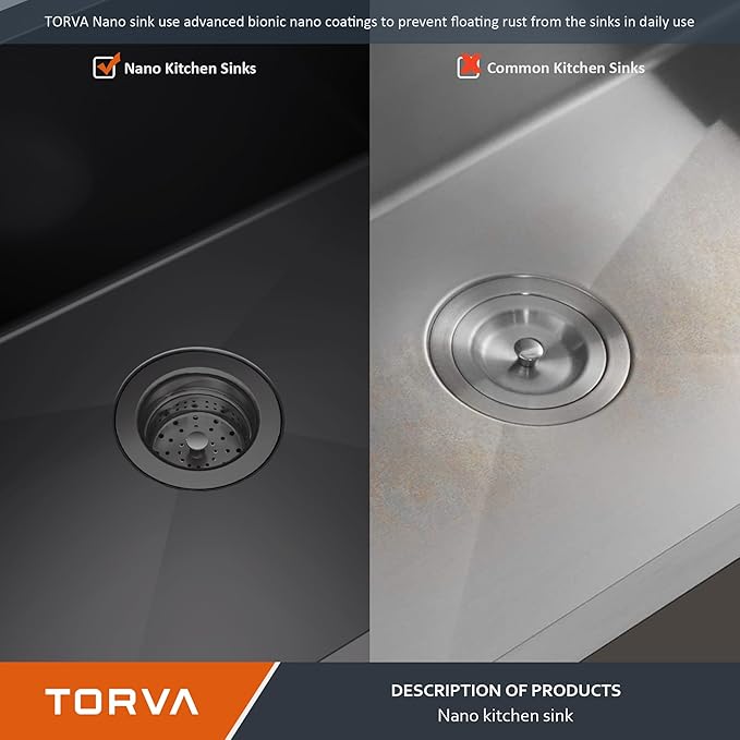 TORVA 14 x 14 Inch Gloss Black Undermount Kitchen Sink, PVD Coated Gunmetal - Image 6