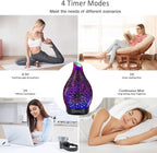 Essential Oil Diffuser 120ML -3D Firework Glass Aromatherapy Diffusers for Essential Oils with 4 Timer Setting Auto Shut-Off Silent Operation 7 Colors Lights Changing for Room, Office, Yoga