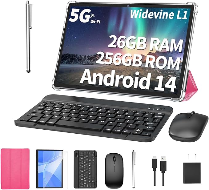 Android Tablet with Keyboard, 26GB RAM, 256GB ROM, 10.1 inch Android 14 Tablet by Unknown