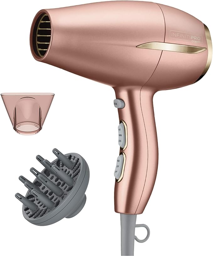 Conair INFINITIPRO BY Frizz Free Compact Hair Dryer ~ 2x the Shine 3x the Frizz Control, dusty rose, 1 Count